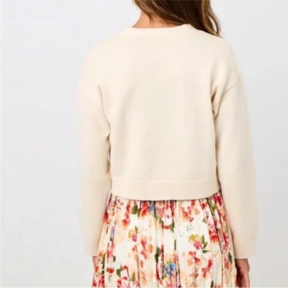La Porte Cotton Cashmere Knit Summer Cardigan in Cream - Picture 2 of 7